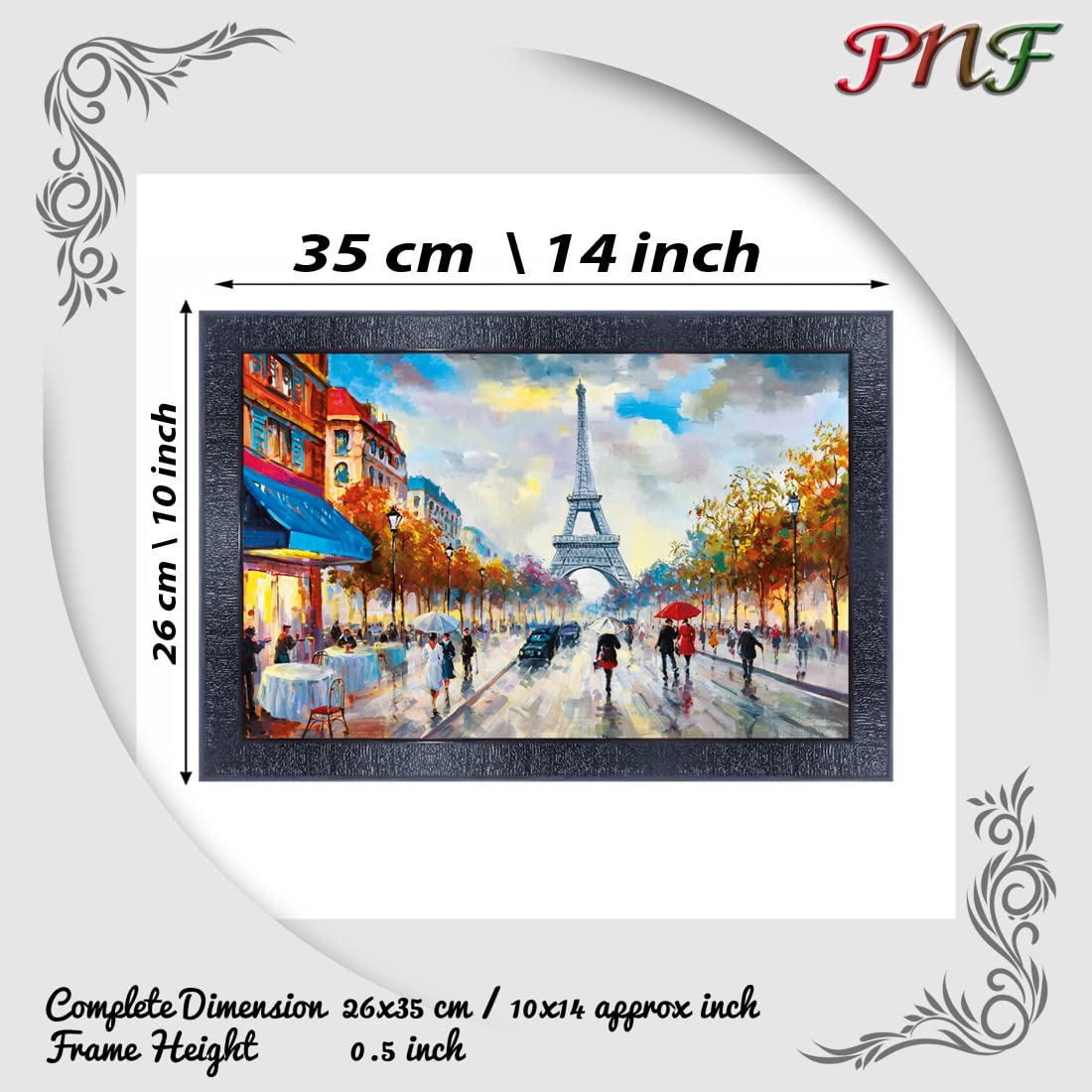 pnf Poster And Frames Eiffel Tower Love Couple Landscape Scenery Wooden Photo Frame With Acrylic Sheet |For Living Room, Bedroom